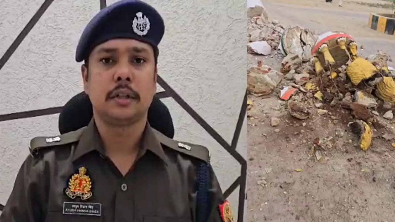 मेरठ में वाहन की टक्कर से अशोक स्तंभ क्षतिग्रस्त, वीडियो वायरल