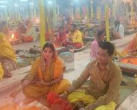 मृत्यंजय मां पीतांबरा महायज्ञ में पत्नी संग एडीओ जितेंद्र यादव ने की पूजा अर्चना 