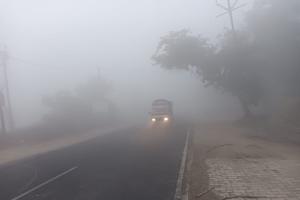 नेशनल हाईवे-9 पर घना कोहरा, यातायात ठप